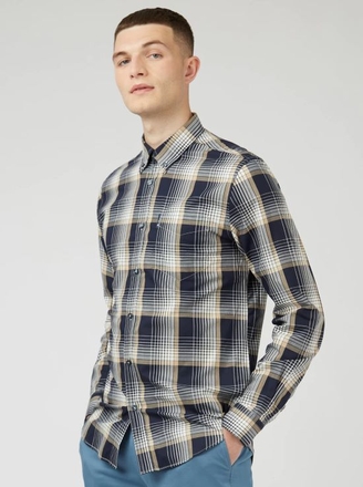 B. Sherman L/S Linear Check Shirt-mens-Sparrows