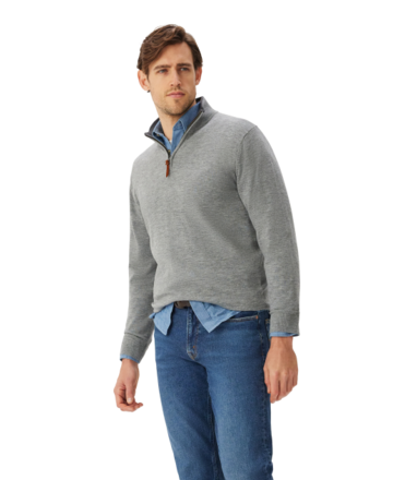 R.M. Williams Ernest Qtr Zip Knit -mens-Sparrows