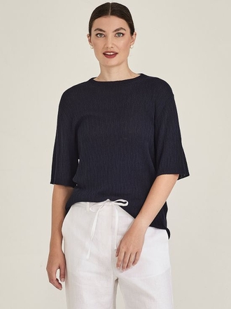 Caroline Sills Crinkle Knit Tee-womenswear-Sparrows